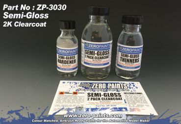 ZEROPAINTS ZP-3031, Semi Gloss (Satin) Finish - Seidenmattes Klarlacksystem (3K Urethan) ca. 220ml