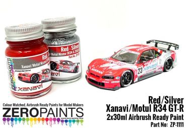 ZEROPAINTS ZP-1111 Xanavi/Motul Nismo (R34 & 350Z) Red/Silver Paint Set 2x30ml