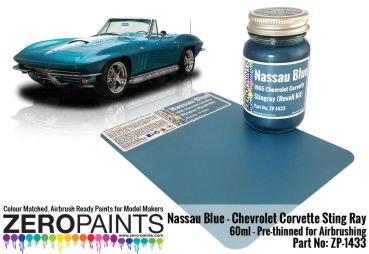 ZEROPAINTS ZP-1433 Nassau Blue Paint - 1965 Chevrolet Corvette 60ml (Revell Kit)