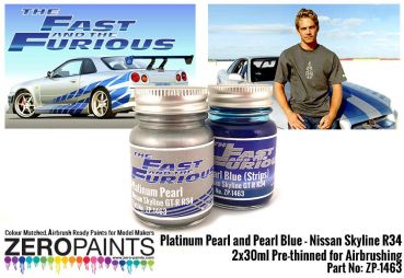 ZEROPAINTS ZP-1463 Fast and Furious Platinum Pearl/Pearl Blue Paints 2x30ml (Paul Walker Nissan Skyline R34)