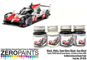 ZEROPAINTS ZP-1574 Racing Colour Paint Set ähnlich Toyota TS050 Hybrid Gazoo Racing 4x30ml