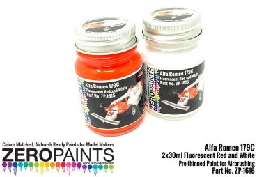 ZEROPAINTS ZP-1616 Alfa Romeo 179 Bright Red and White Paint Set 2x30ml