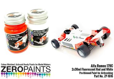 Preview: ZEROPAINTS ZP-1616 Alfa Romeo 179 Bright Red and White Paint Set 2x30ml
