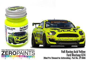 ZEROPAINTS ZP-1666 Volt Racing Acid Yellow for Ford Mustang GT4 Paint - 30ml