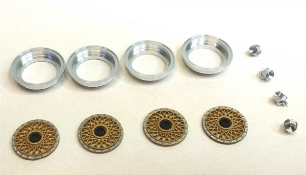 BRS086B BRM BBS Felgeneinsätze f.Slotcars 1:24 Ø14 mm vorne u.hinten gold inkl. inkl.Aluringe und Aluteile