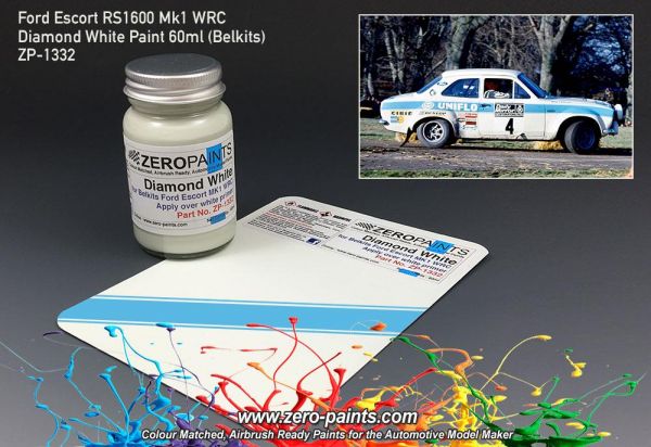 ZEROPAINTS ZP-1332 Ford Escort RS1600 Mk1 WRC Diamond White Paint 60ml (Belkits)