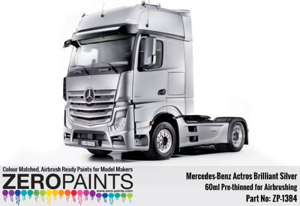ZEROPAINTS ZP-1384 Mercedes-Benz Actros Brilliant Silver Paint 60ml
