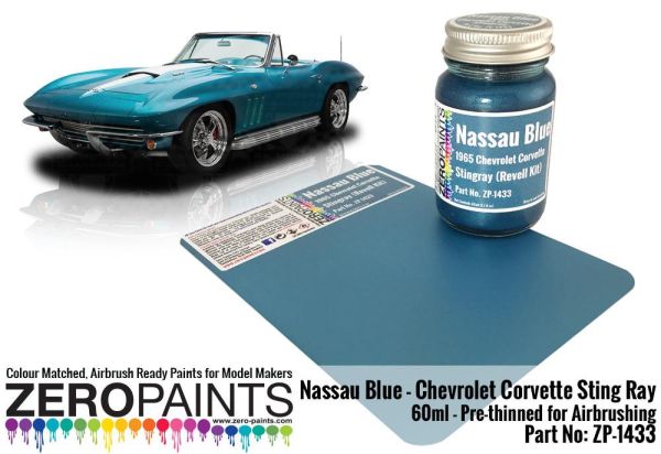 ZEROPAINTS ZP-1433 Nassau Blue Paint - 1965 Chevrolet Corvette 60ml (Revell Kit)