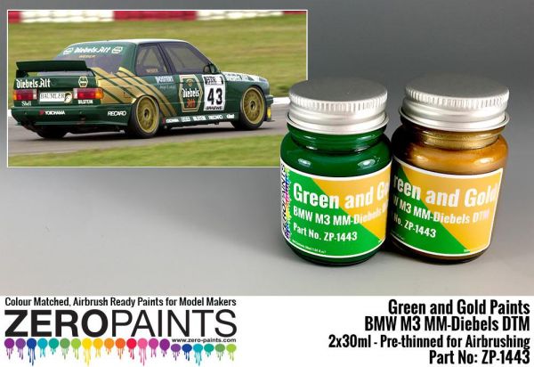 ZEROPAINTS ZP-1443 BMW M3 MM-Diebels DTM - Green and Gold Paint Set 2x30ml