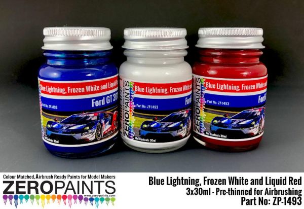ZEROPAINTS ZP-1415 Ford GT Le Mans 2016 - Daytona 2016 Paint Set 3x30ml