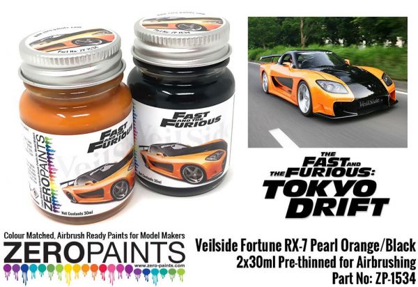 ZEROPAINTS ZP-1534 Veilside Fortune RX-7 Pearl Orange/Black Paint Set 2x30ml