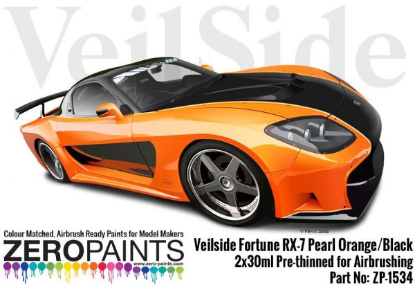 ZEROPAINTS ZP-1534 Veilside Fortune RX-7 Pearl Orange/Black Paint Set 2x30ml