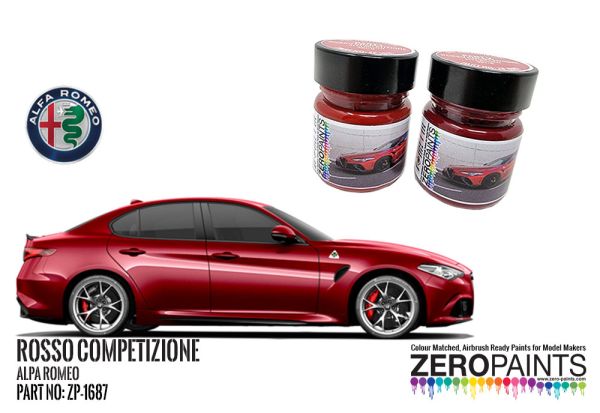 ZEROPAINTS ZP-1687 Alfa Romeo Guilia Quadrifoglio 361/B Rosso Competizione Paint Set 2x30mlRot