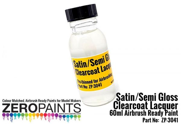 ZEROPAINTS ZP-3041, Semi Gloss (Satin) Finish - einkomponentiges Seidenmattes Klarlacksystem 60ml (Pre-Thinned for Airbrushing)