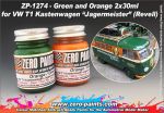 ZEROPAINTS ZP-1272 Grün and Orange Farbset 2x30ml z.B. für Revell 07076 VW T1 Kastenwagen/Jagermeister
